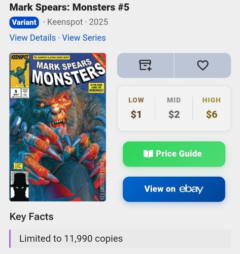 Mark Spears Monsters #4 & #5 - 2025 Keenspot, ASM 300 & 313 Homage Variant NM+ - Picture 3 of 3
