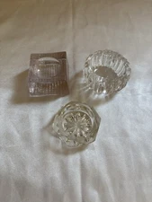 Vintage Glass Salt Cellars Lot Of 3 Caviar Dishes Clear Cut Glass