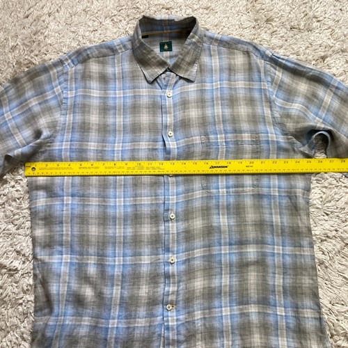 Robert Talbott Shirt Mens Large Plaid 100% Linen Button Down Long Sleeve - Picture 15 of 19