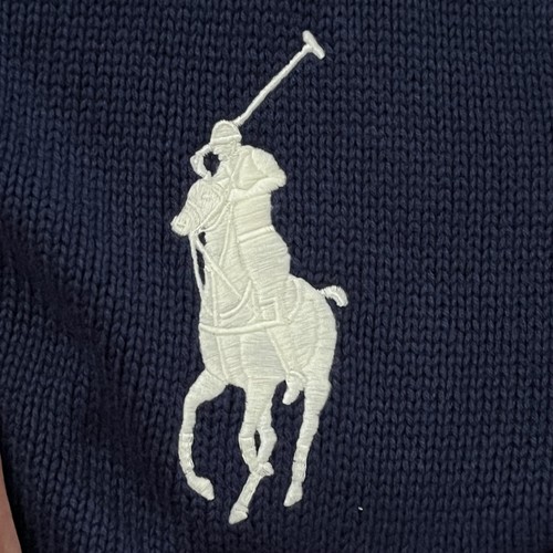 Polo Ralph Lauren Sweater Boys XL 18-20 Navy Blue Full Zip Big Pony Cotton Knit - Picture 8 of 12
