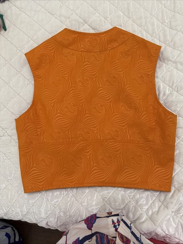 Versace Jeans Couture Sz L Vintage 90s Women's Orange Zip Vest - Picture 13 of 18