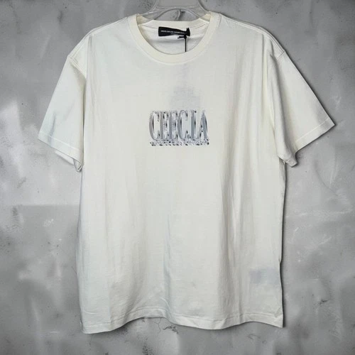 CEEC LA Mens M Cream Rhinestone Chrome Graphic Tee Create Explore Expand Conquer - product listing photo