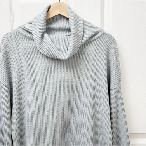 Suéter Pullover Tejido Waffle Manga Larga Gap Nuevo con Etiquetas en Gris Azulado Talla M - Imagen 2 de 8