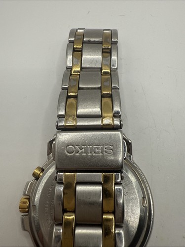 SEIKO KINETIC Two-Tone Gold/Silver 5M42-0J69 38mm Men’s Wrist Watch-Working! - Picture 15 of 23