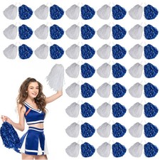 60 Pcs Cheerleading Pom Poms Cheer Pompoms Metallic Foil Pompoms with Plastic...