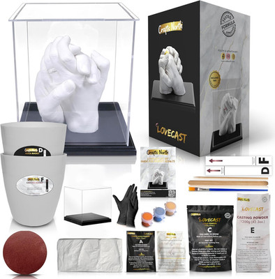 Hand Casting DIY Kit for Couples | Complete Kit with Acrylic Display, Wooden Bas
