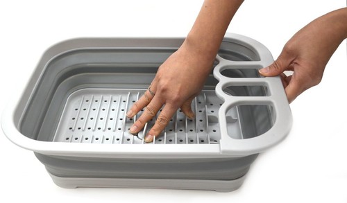 SAMMART Collapsible Dish Drainer with Board - Foldable Small, Gray - Picture 4 of 6