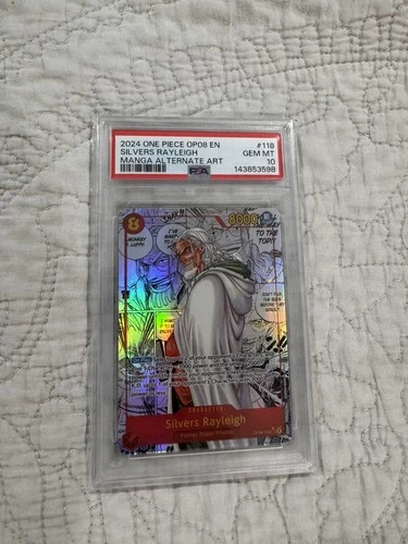 2024 ONE PIECE OP08-TWO LEGENDS MANGA ALTERNATE ART #118 SILVERS RAYLEIGH PSA 10