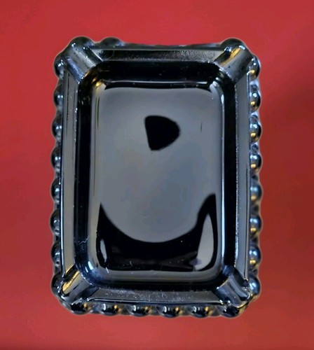 Fenton Black Glass Ashtray Hobnail Rectangle 4" Ash Tray Retro Vintage Kitsch - Picture 9 of 17