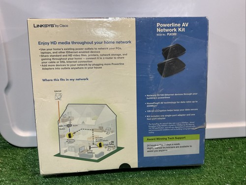 Cisco Linksys PLK300 200Mbps Powerline AV Network Kit Brand New Sealed - Picture 3 of 15