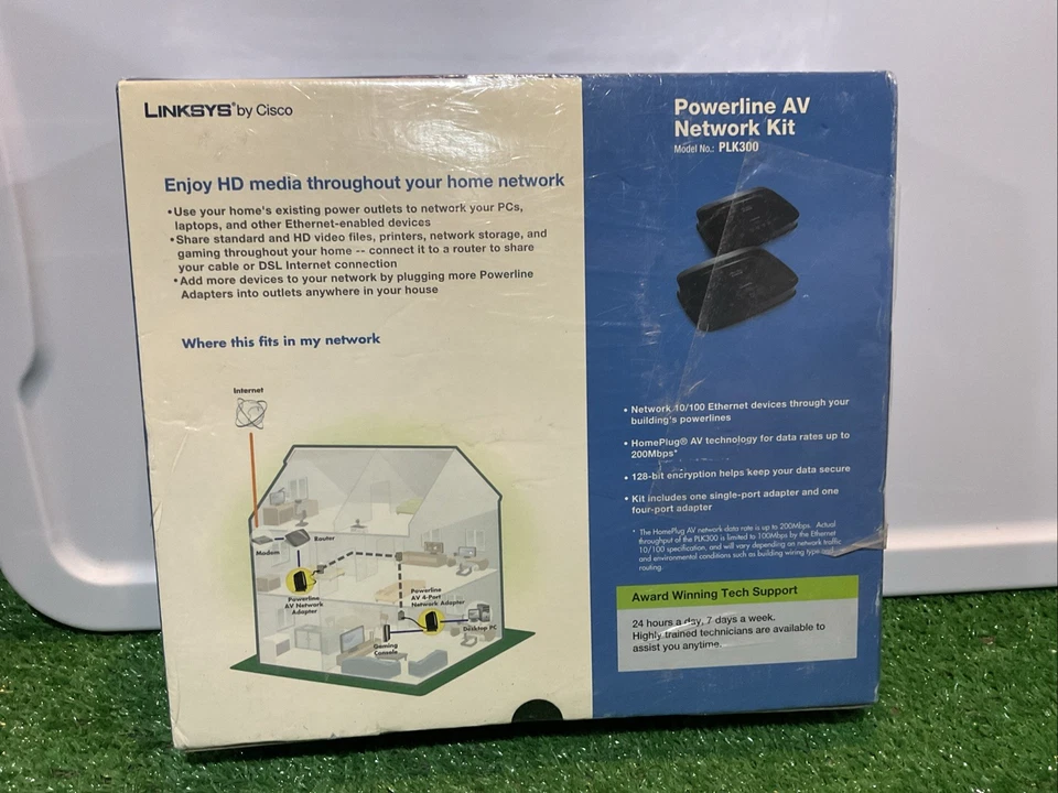 Cisco Linksys PLK300 200Mbps Powerline AV Network Kit Brand New Sealed - Image 3 of 4
