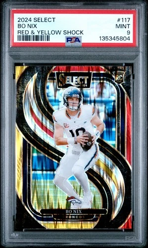 2024 PANINI SELECT RED & YELLOW SHOCK #117 BO NIX ROOKIE RC PSA 9