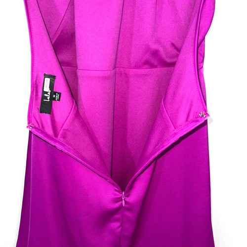 Lulus Give ‘Em Glam Magenta Purple Satin Sleeveless Halter Mini Dress Size M - Picture 11 of 16