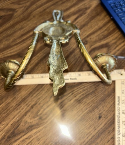 (2) Vtg French Style Solid Brass Twisted Arms 2 Arm Candle Sconces Heavy - Afbeelding 13 van 14