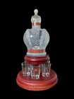 Regalia Russian Elite Vodka Bottle Decanter on Wood Display Stand 6 Glasses