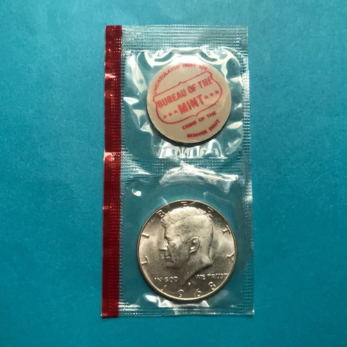 1968 D Kennedy Half Dollar 40% SILVER UNC   Mint Cello   FREE SHIP  **SEE PIC