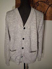 Men's Gray 100 Cotton Cardigan Sweater Size M Preppy 90's Vibe Button Up C57