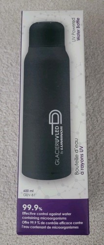 Glacier UV LED Self-Cleaning and Water-Purifying Bottle 20.28oz New In Box Black - Picture 2 of 6