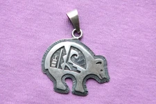 Vintage Sterling Silver  Bear Hopi Style Pendant Made in Mexico