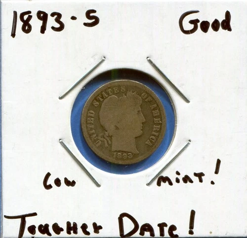 W@W 1893-s  Barber Dime, ( Very Tough Date !!!! ) GOOD !!!!!!!!!!