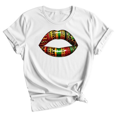 African Heritage Lippen Muster Damen T-Shirt Kulturdesign