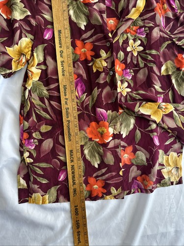 Jennifer Moore Vintage Burgundy Floral Silk Blouse Size 12 tank Size 14 80s - Picture 11 of 11