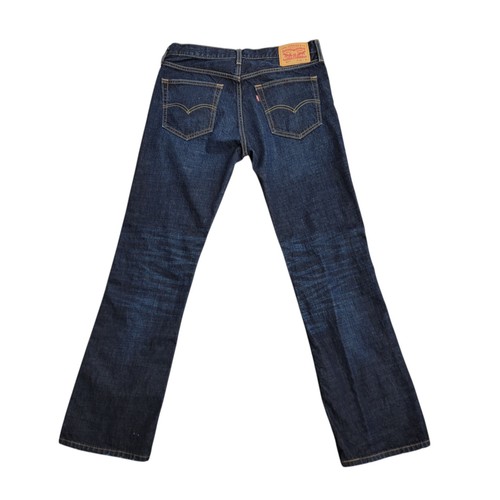 Levis 527 Jeans Mens 33x32 Measures 34x31 Blue Dark Wash Boot Cut Slim Fit Denim - Picture 2 of 11