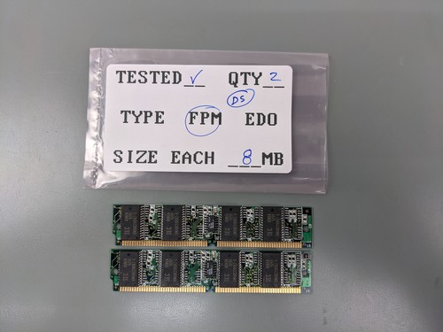 (2) 4MB FPM SIMMs, 72-pin RAM Memory Sticks (8MB Total) - Picture 1 of 3