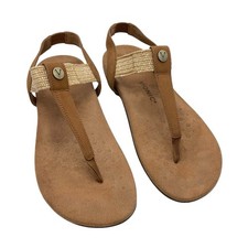 VIONIC Brea Sandals Women  s 12 Toe Post Slingback Camel Nubuck T Strap Thong