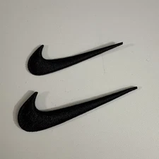 2 Pc of Embroidered Swoosh Iron On Patches Black Patch 2.5 And 3 inches New
