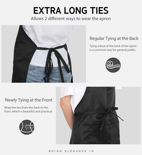 Syntus 2 Pack Adjustable Bib Apron Waterdrop Resistant with 2 Pockets Cooking Ki - Bild 6 von 12