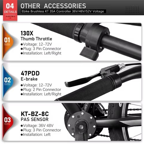 EBike 36V-52V KT 35A Controller+Display Brake PAS for 1000W-1500W BrushlessMotor - Picture 12 of 45