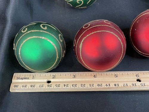 9 Pc Set Glittered  Blown Glass Christmas Ball Ornaments 12” Finial Tree Topper - Picture 18 of 21