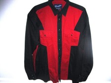 VTG Wrangler Western Shirt Men's Black/Red Pearl Snap Up Rodeo Large