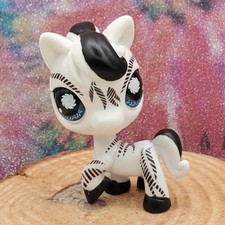 Littlest Pet Shop LPS 903 Zebra White Black Stripes Blue Swirl Eyes