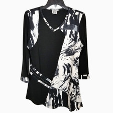 Parsley  Sage Women Asymmetrical Tunic Top Sz M Long Sleeve V-Neck Boho Artsy