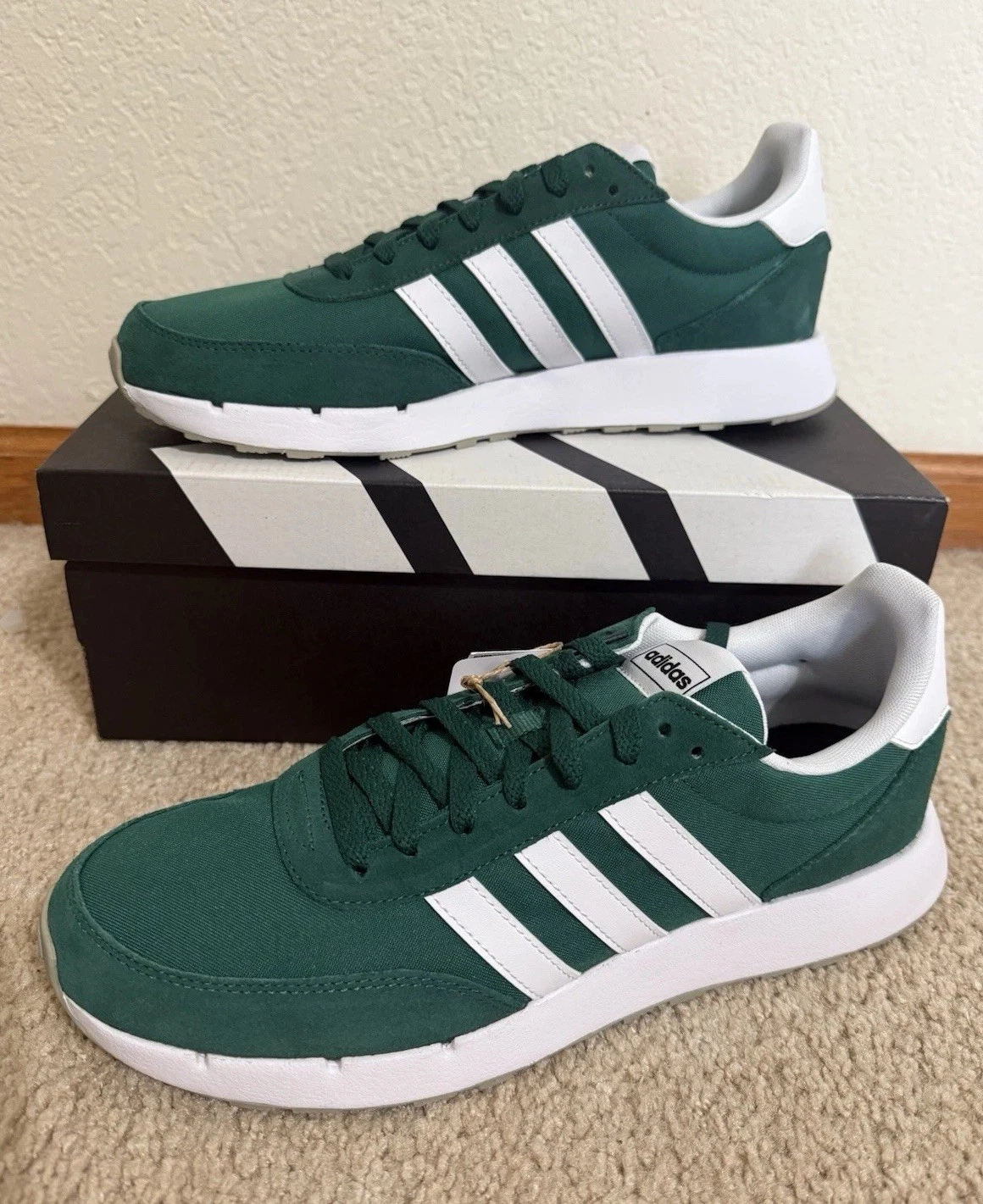 Adidas Run 60s 2.0 Shoes Mens H00354 Green White Athletic Sneakers New All Sizes