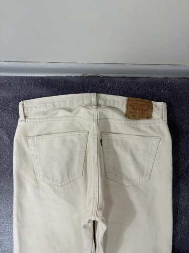 Vintage 90s Levi’s 501 Made In USA Off White Cream Denim Jeans 34/32 - Bild 8 von 19