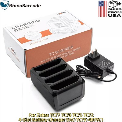 4 Slot Battery Charger For Zebra TC70 TC75 TC77 TC72 TC7X-4BTYC1 Batteries   