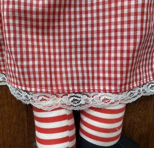 Vintage handgefertigte Stoff Raggedy Ann Puppe mit genähten Augen Nase Mund 25" - Bild 17 von 18