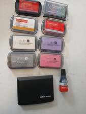 Lot Of 9 Stamp Pads And 1 Black Ink Refill