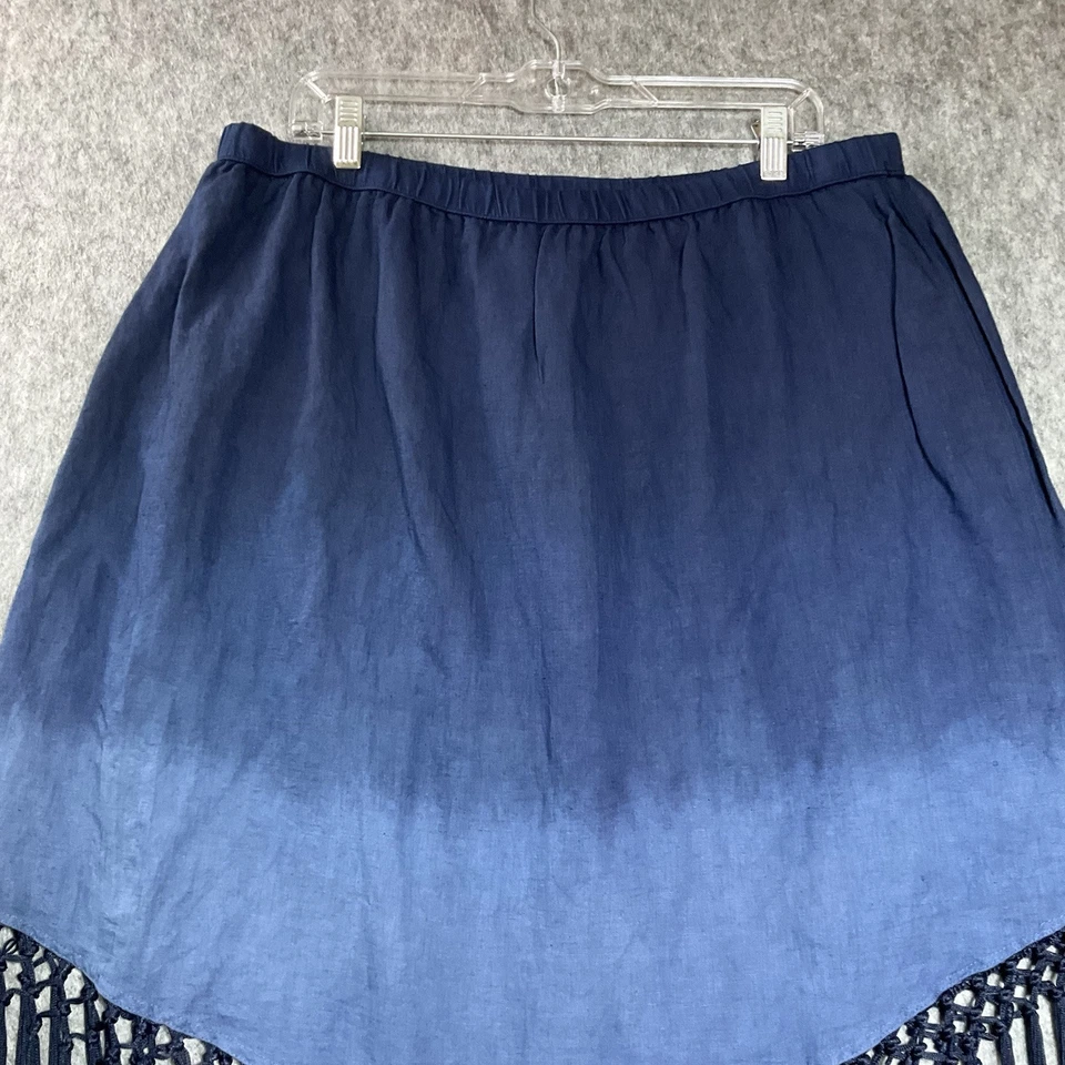Soft Surroundings Skirt Womens PXL Blue Ombre Fringe Pull On Midi Boho Petite XL - Image 3 of 4