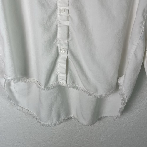 Camisa Bella Dahl Blanca Cambray Abotonada Dobladillo Crudo Mediano Tencel 212 - Imagen 3 de 7