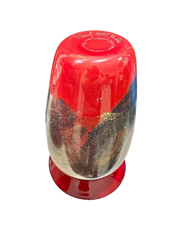 RARE MICHEAL NOUROT STUDIO RED SATIN ART GLASS VASE BENICIA CALIFORNIA 1992 - Picture 9 of 12