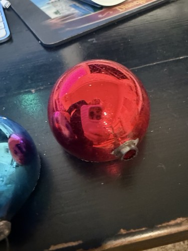 2 Vintage Mercury Glass 3D Diorama Indent Christmas Ornament Italy READ - Picture 7 of 7