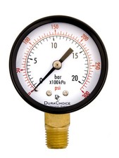 1-1/2" Utility Pressure Gauge, Black Steel, 1/8" NPT, Lower Mount, 0-300PSI