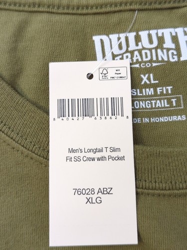 Duluth Trading Longtail Slim Fit SS Men's Crew Pocket T Shirt XL Shaded Spruce - Bild 7 von 8