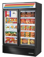 True GDM-49F-FLX-HC~TSL01 54" Two Door Black Exterior Flex Temp Merchandiser