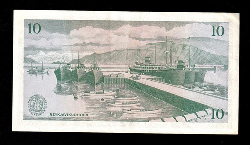 🇮🇸 Iceland 10 Kronur 1957 Pick-38a , *JÖN EIRIKSSON * Banknote - Picture 2 of 2