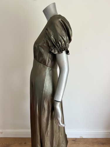 TED BAKER Maxi Dress Womens TB 1 UK 8 Nuel Black Metallic Gold Puff Sleeve NEW - Picture 7 of 20